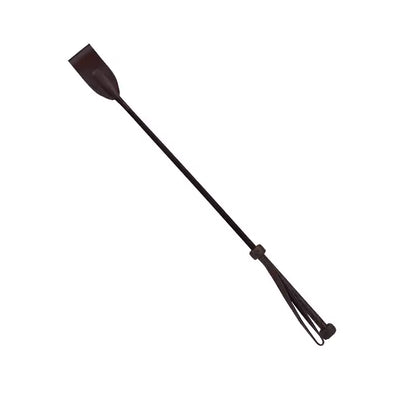 Brown leather-tail head genuine leather riding crop full view