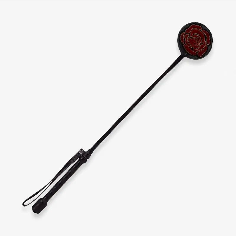 Multi-Style Leather Riding Crop rose detail