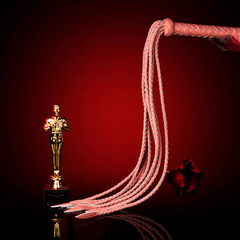 orange leather nine-tail flogger full display