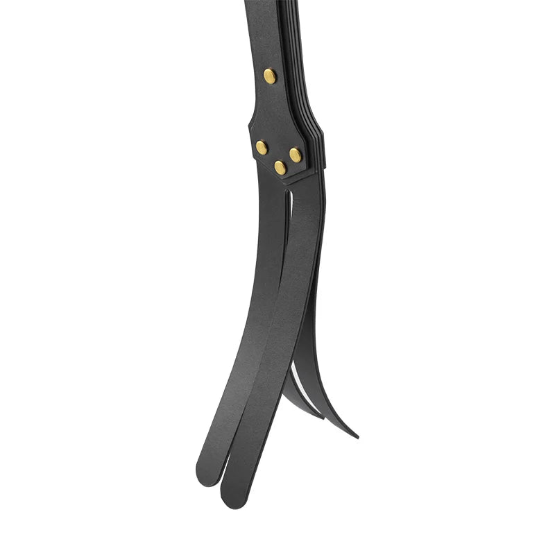 detail of split leather fork tip showing dual-layer construction