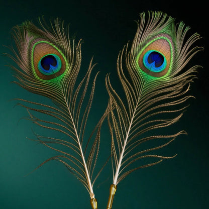 Peacock Feather Tickler with Gold Alloy Handle