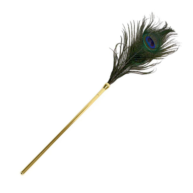 Peacock Feather Tickler with Gold Alloy Handle
