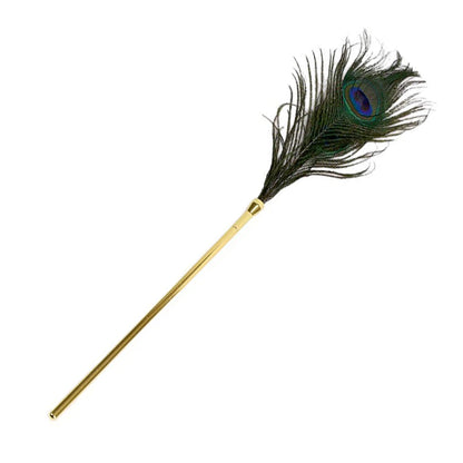 Peacock Feather Tickler with Gold Alloy Handle