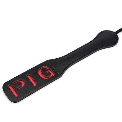 pig cutout faux leather spanking paddle full display