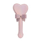Pink iridescent heart-shaped spanking paddle front full view showing shimmer surface