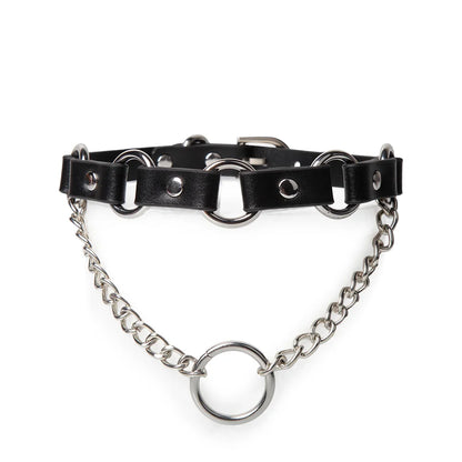 Front view of studded leather punk collar