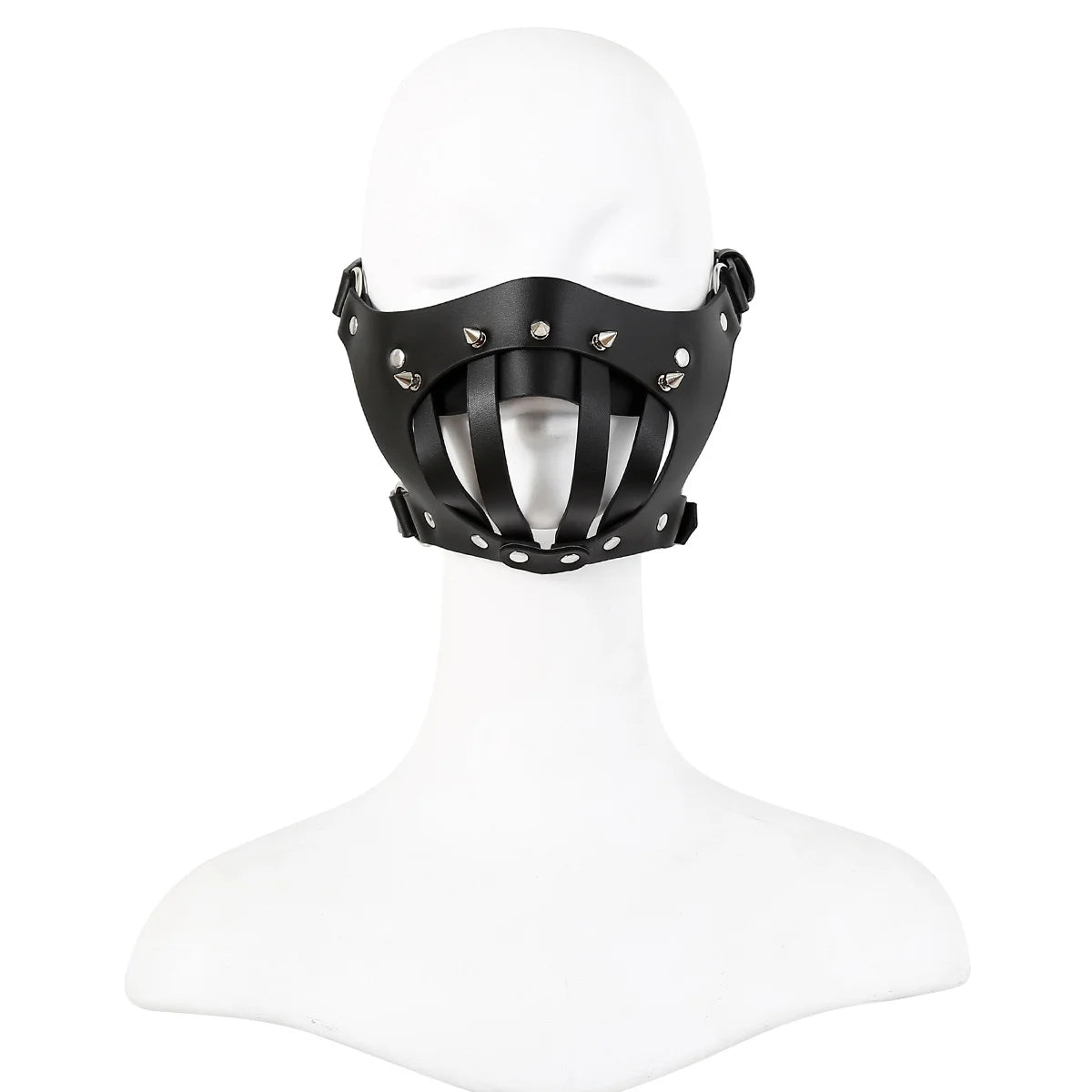 Punk style faux leather muzzle full view