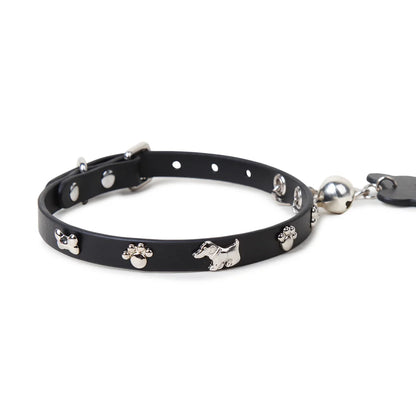 Left side view of leather puppy collar
