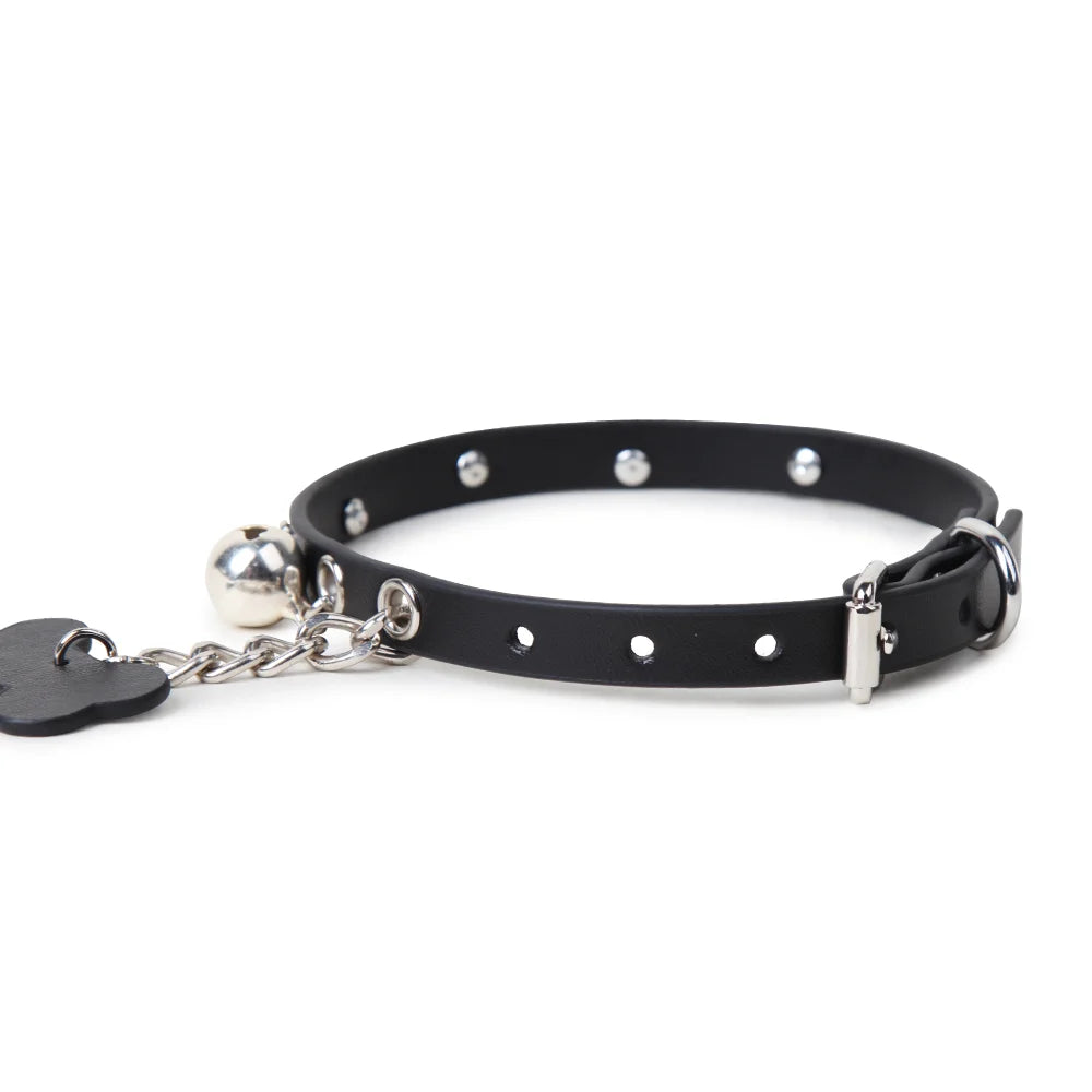 Right side view of leather puppy collar