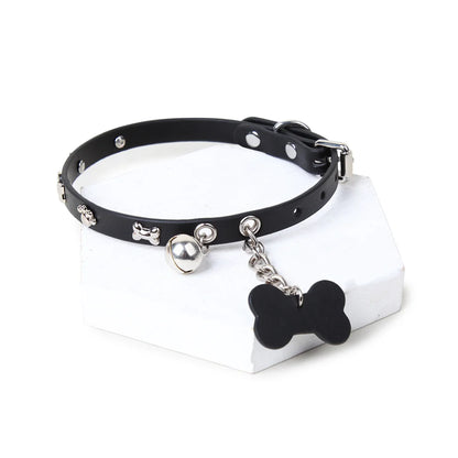 Puppy bone leather collar styled scene