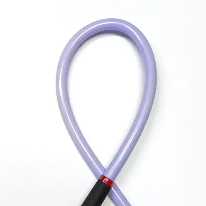 Close-up detail of purple acrylic discipline cane showing smooth surface