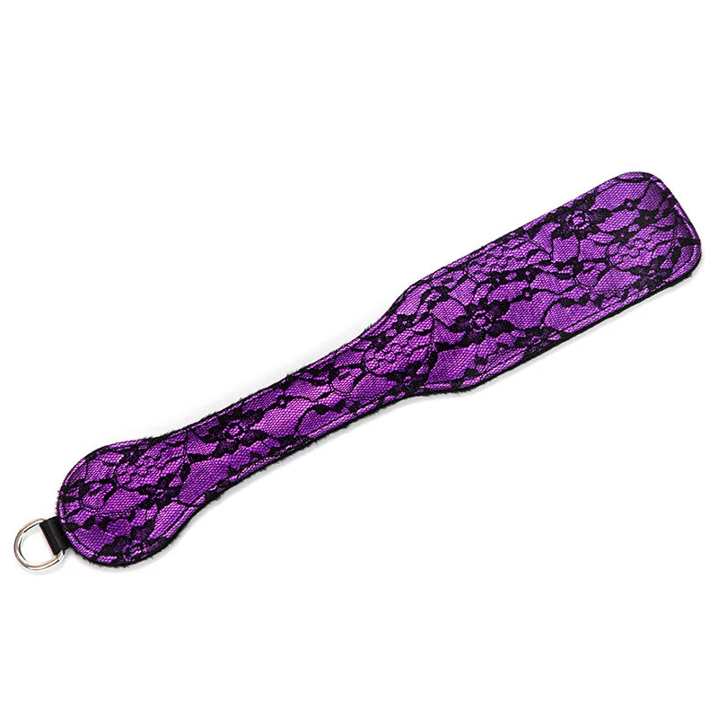 Purple lace mini spanking paddle full view