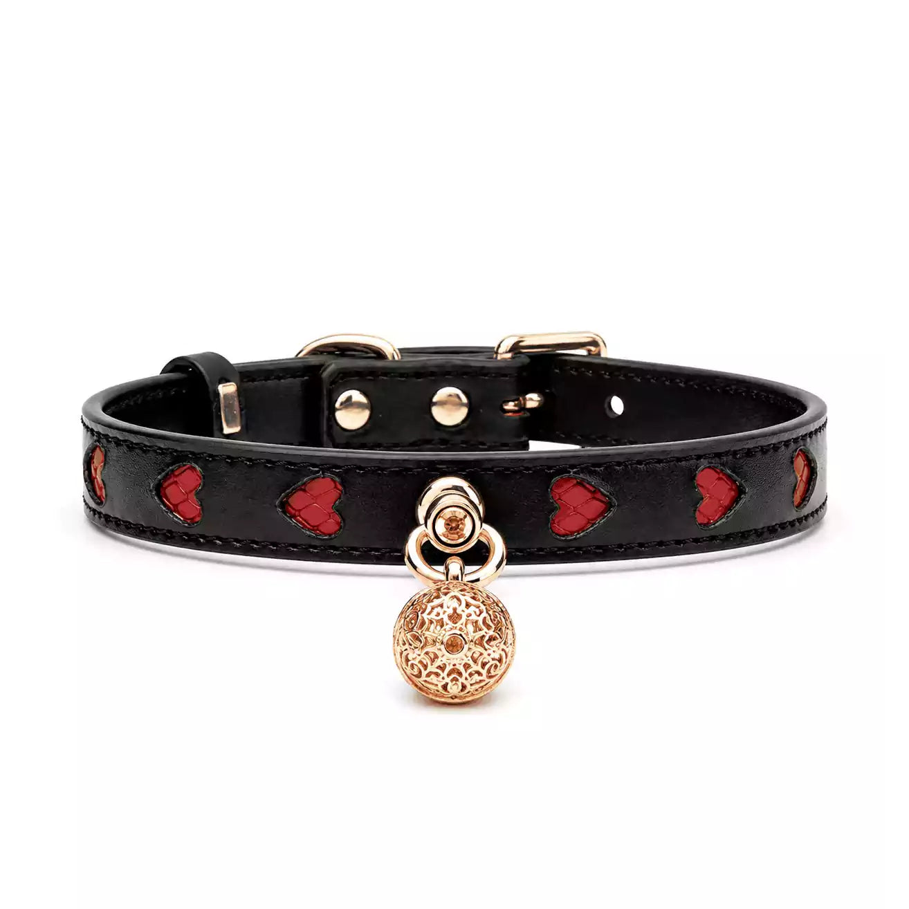 Rotes Herz-Ausschnitt Leder-BDSM-Halsband