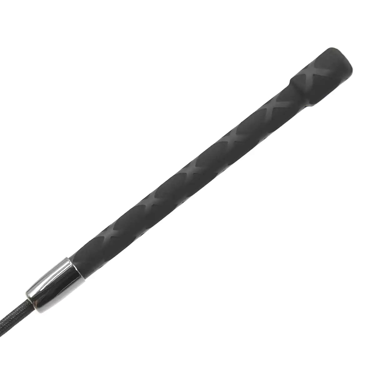 Second close-up of red heart riding crop handle and shaft connection