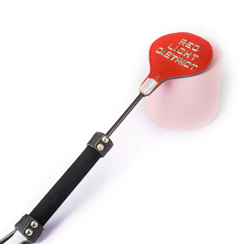 Red Letter Round Spanking Paddle — Metal Letter Accents, Round Head
