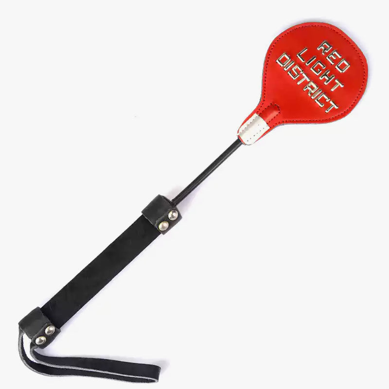 Red Letter Round Spanking Paddle — Metal Letter Accents, Round Head