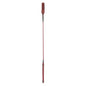 Front view of red long riding crop showing full length alignment