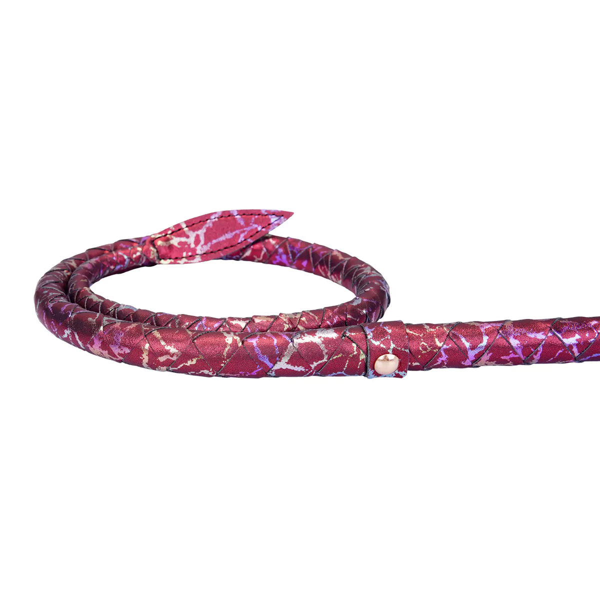 Red Textured Faux Leather Leaf Whip