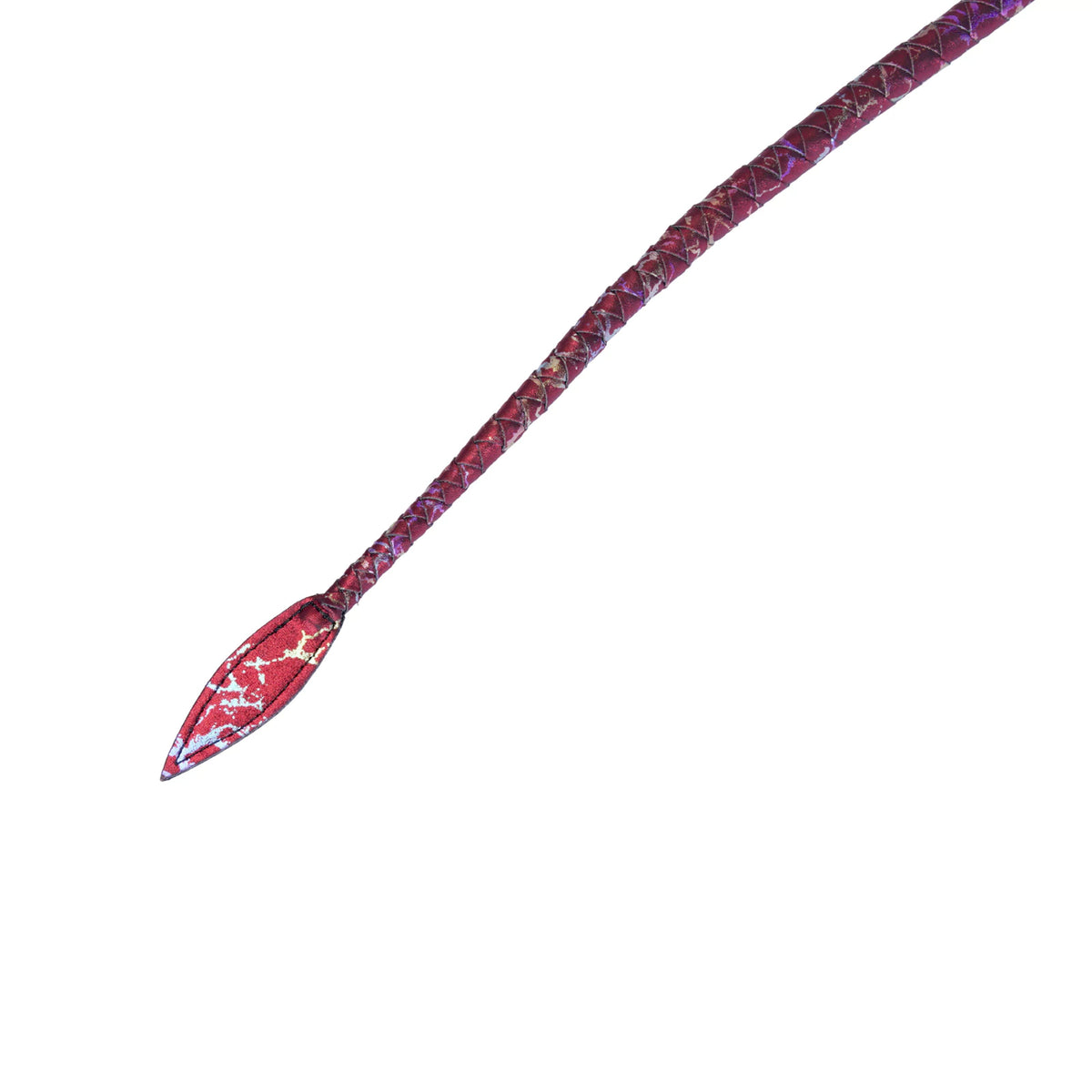 Red Textured Faux Leather Leaf Whip