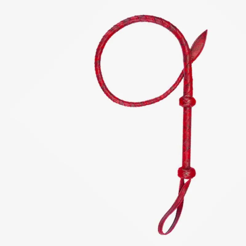 Handwoven red willow-leaf whip isolated on white background