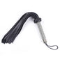 Rhinestone handle leather flogger on white background