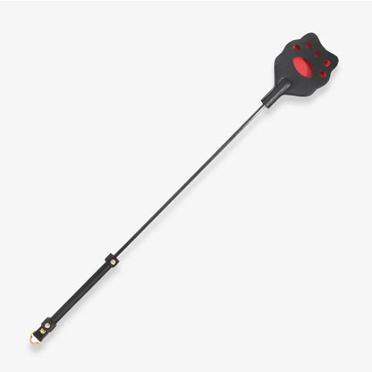Katzenpfoten-Reitgerte — Rotes ausgeschnittenes Pfotenmuster, zweilagiges Leder, 61 cm Gerte für Pet Play