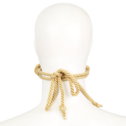 Back view of the rope woven BDSM ball gag when worn