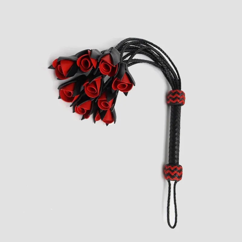 Leather Rose Tip BDSM Flogger romantic design
