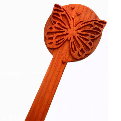 Pala de nalgadas de palo de rosa y mariposa — Palo de rosa rojo africano, forma de mariposa