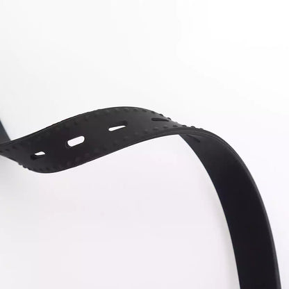Close-up detail of the silicone bone bar gag