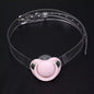 Pink silicone pacifier restraint gag with clear PVC strap