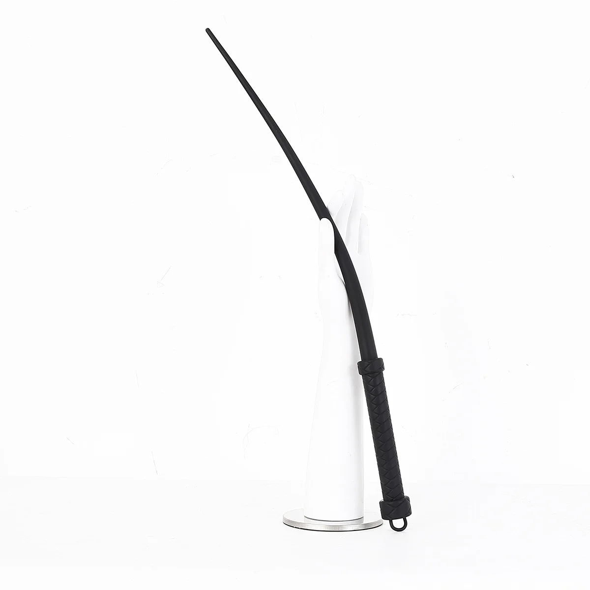 angled full display of jet black silicone impact whip