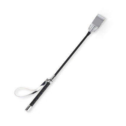 Silver metallic riding crop on white background