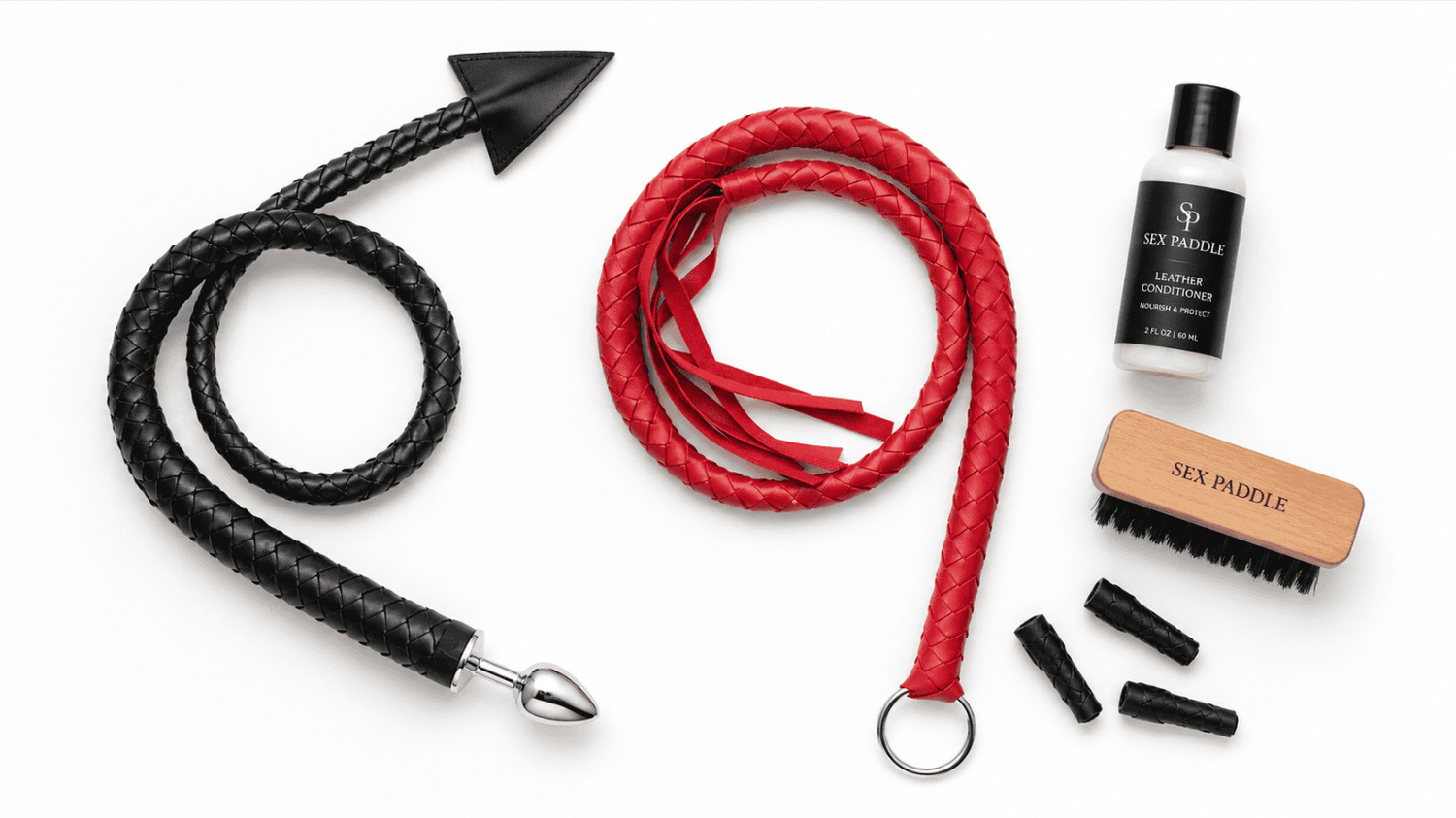 Snake whips care setup with leather conditioning and dry coiled storage.