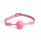 Pink soft silicone ball gag with 1.57-inch ball shown in a product view