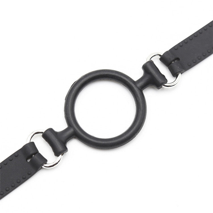 Close-up detail of the soft silicone ring on the open mouth gag