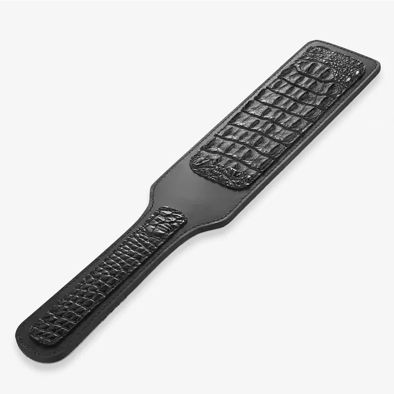 Crocodile Leather Paddle — Croc Texture Matte Black
