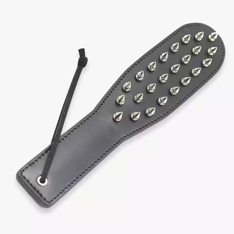 Gespiktes minimalistisches BDSM Paddel — Glatt und Gespikt Dual-Face Kompakt Schwarz