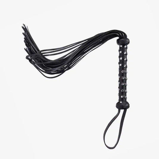 Black Studded Leather BDSM Flogger