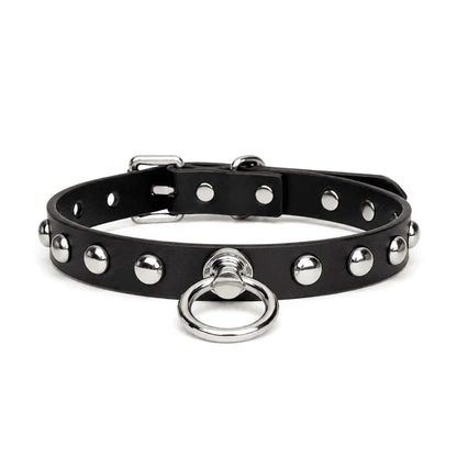 BDSM-Halsband aus Nietenleder mit Leine – schlankes, schwarzes Nieten-Kontrollset