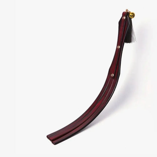 three-strap vintage aged leather spanking paddle full product view