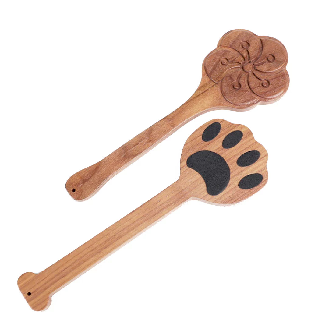 Walnut Wood Cat Paw & Plum Blossom Paddle