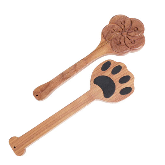 Walnut Wood Cat Paw & Plum Blossom Paddle