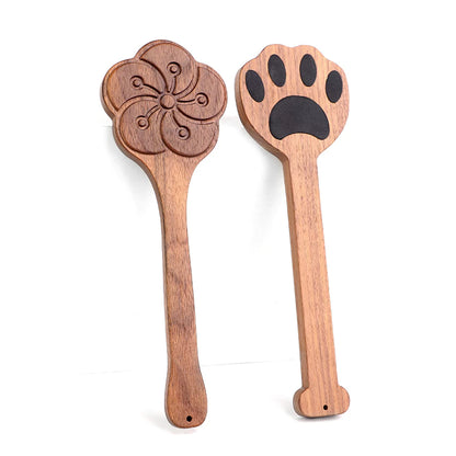 Walnut Wood Cat Paw & Plum Blossom Paddle