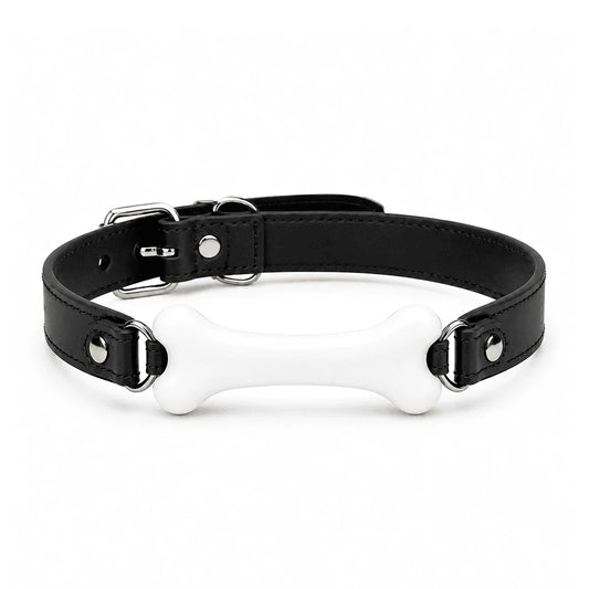 White Bone Silicone Ball Gag — High-Contrast Pet Play
