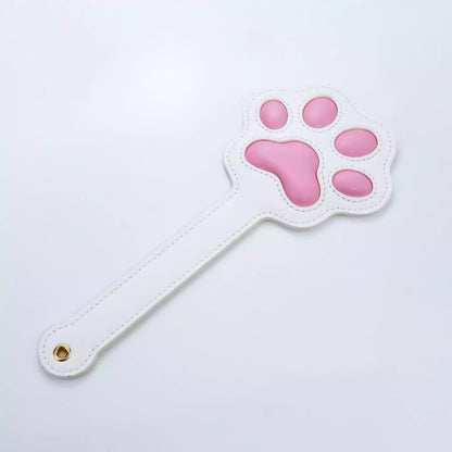 White silicone cat paw paddle angled perspective view