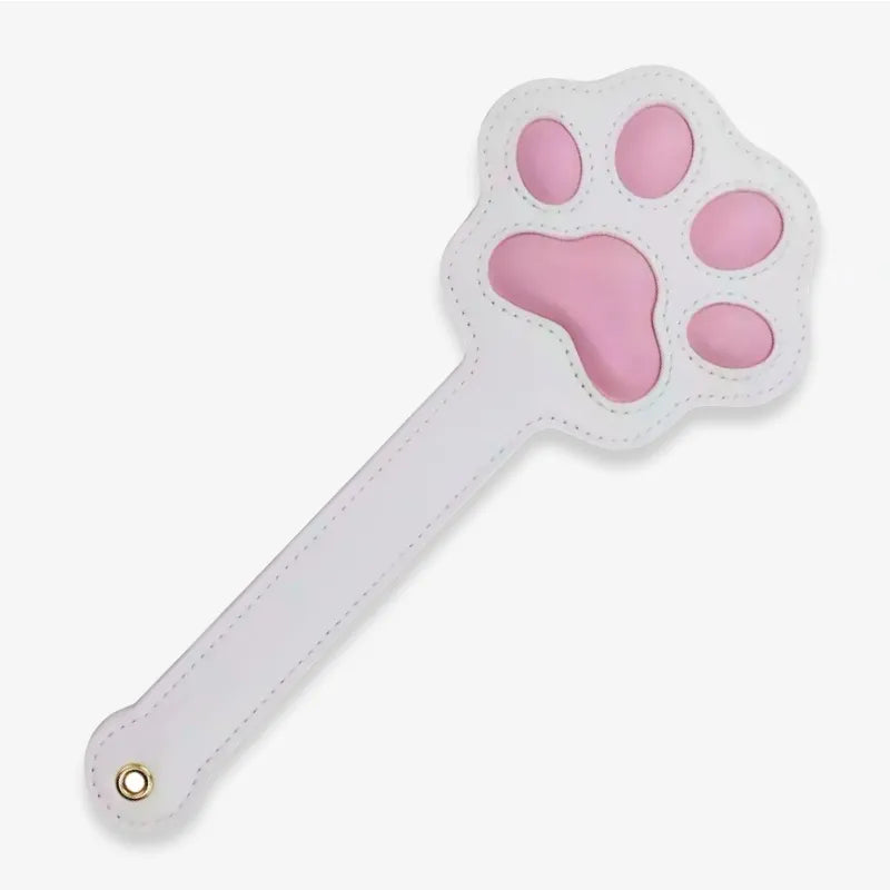 White cat paw silicone spanking paddle full view