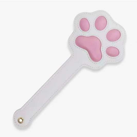 White cat paw silicone spanking paddle full view