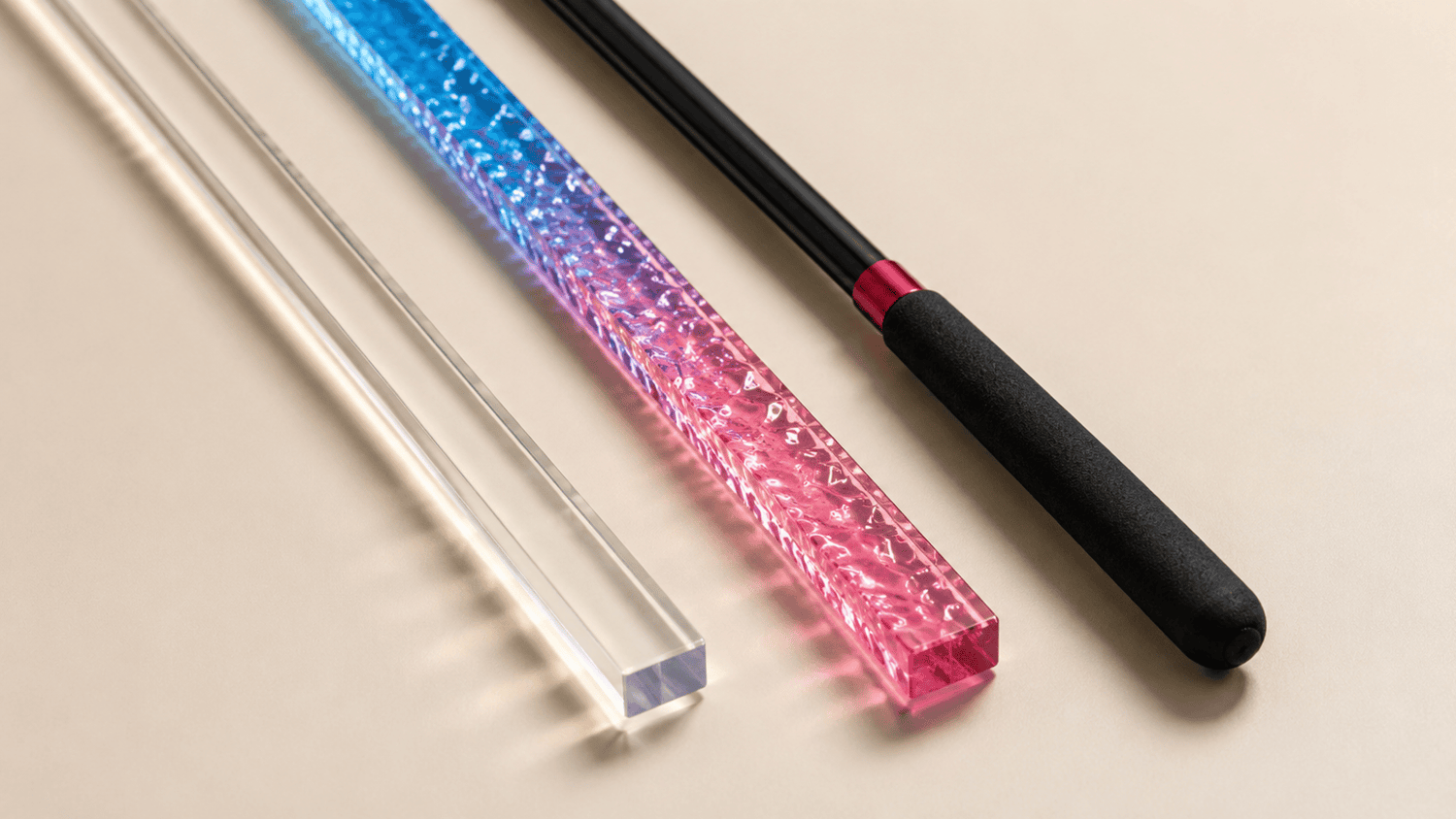 Acrylic BDSM canes with smooth surface, easy cleaning, and consistent flex.