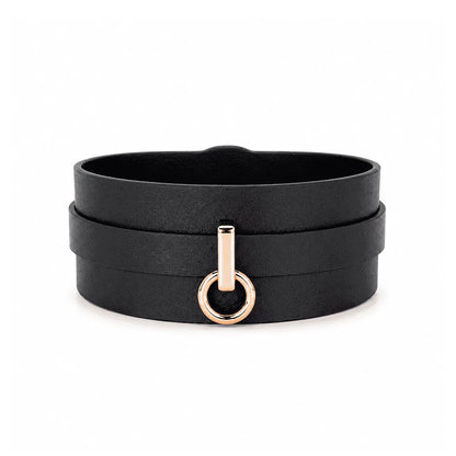 Conjunto de collar ancho de cuero para BDSM — Control con correa larga de cuero genuino ancho
